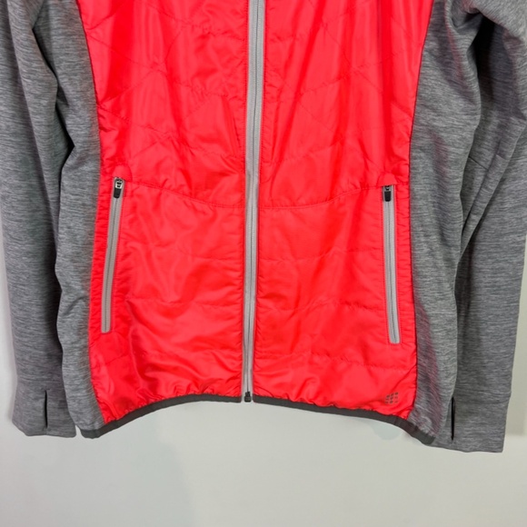 Title Nine Women’s Gray and Neon Coral Long Sleeve Zip Up Lightweight Jacket - Picture 3 of 6